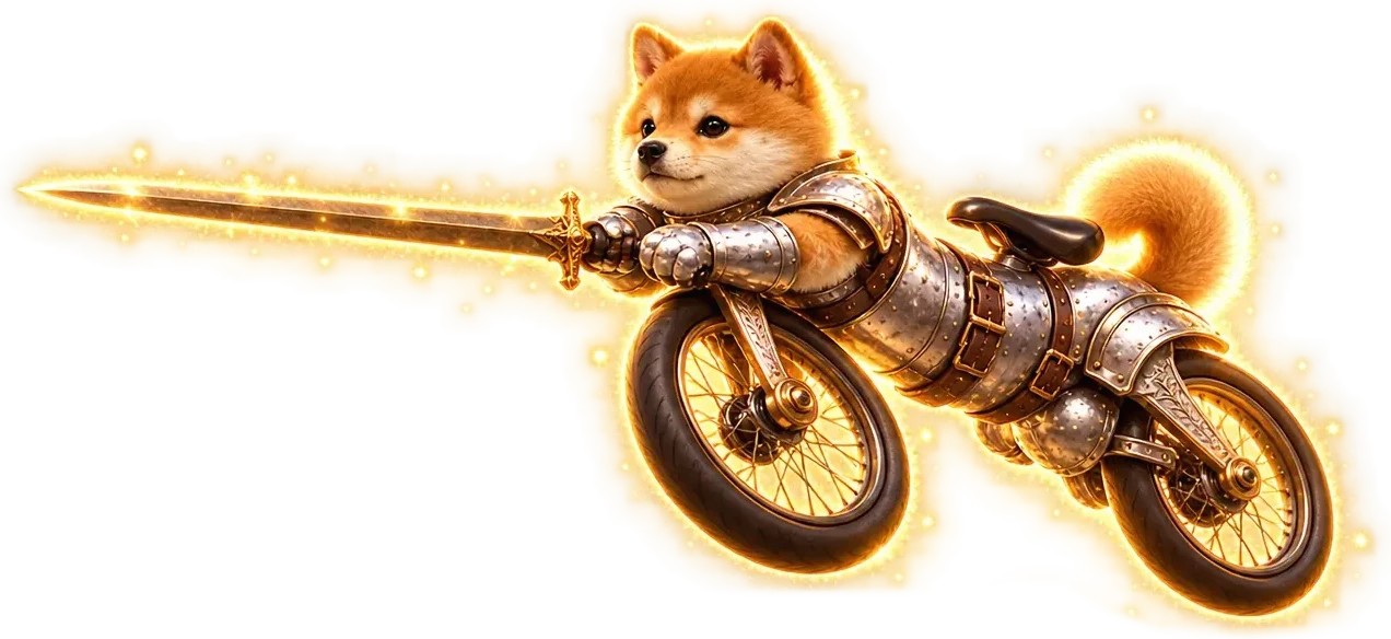 swordbike charging with a very long sword